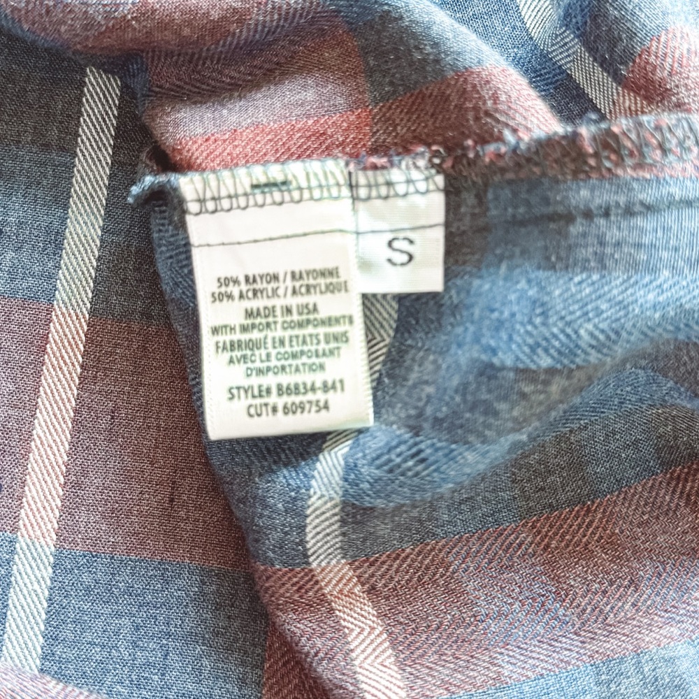 Revolve‎ Bella Dahl Plaid Flannel Winter Chic Shirt Dress Fray Red Blue Small - Picture 9 of 10